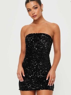 Princess Polly - Eldoni Strapless Mini Dress Black. Size: 0